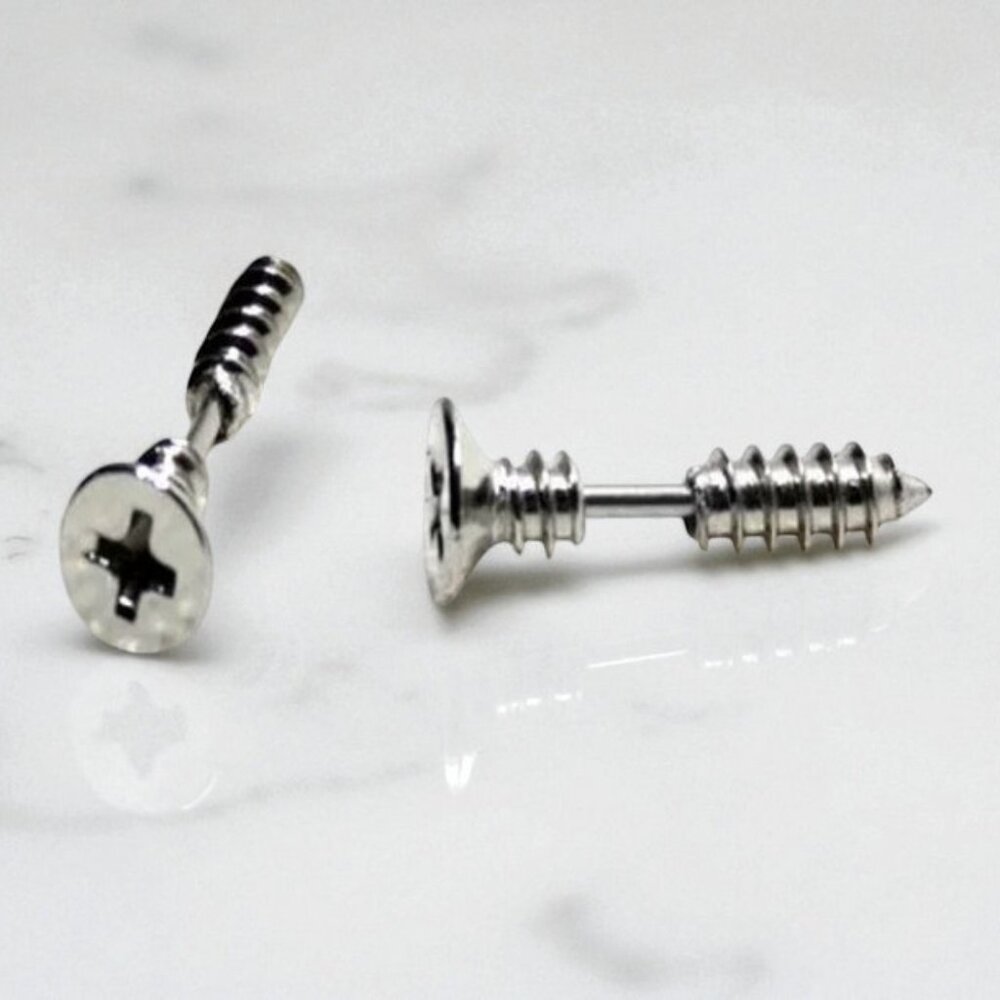 NEW Silver Screw Pass-Through Earrings